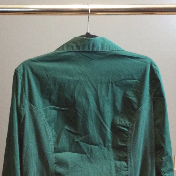 XL Christopher & Banks hunter green stretch button down blouse - Picture 6 of 16